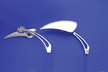 34-0134 - Chrome Tear Drop Mirror Set with Billet Cross Head Stems