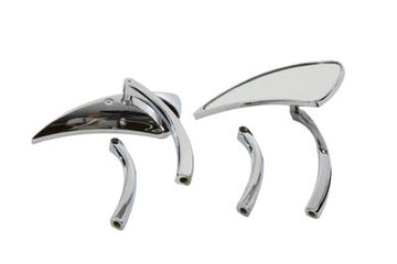 34-0136 - Chrome Tear Drop Mirror Set with Solid Billet Stems