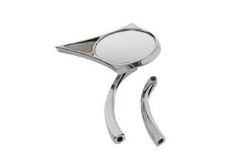 34-0138 - Chrome Spike Oval Mirror with Solid Billet Stems