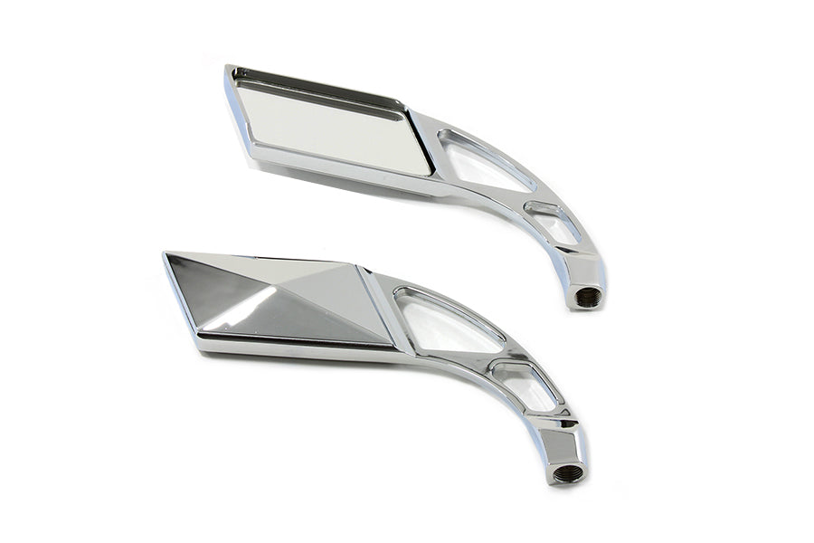 34-0346 - Parallelogram Mirror Set with Billet Slotted Stem Chrome