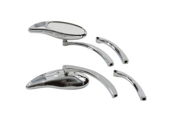 34-0357 - Tear Drop Mirror Set with Solid Billet Stems Chrome