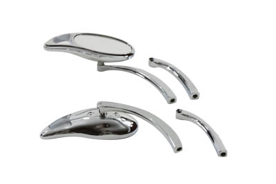 34-0357 - Tear Drop Mirror Set with Solid Billet Stems Chrome
