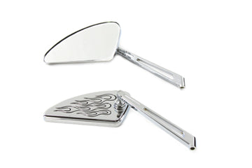 34-0365 - Flame Tear Drop Mirror Set with Slotted Stems Chrome