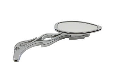 34-0433 - Tear Drop Mirror with Billet Flame Stem Chrome