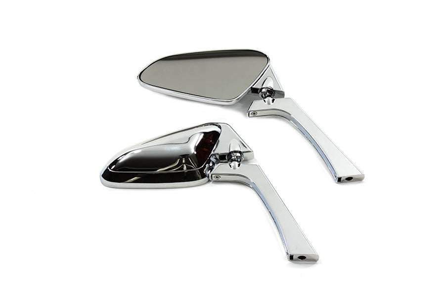 34-0724 - Tear Drop Deco Mirror Set Chrome with Billet Stem