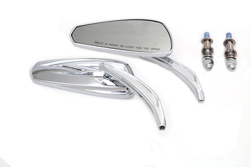 34-1541 - Chrome Tribal Tear Drop Mirrors with Billet Stems