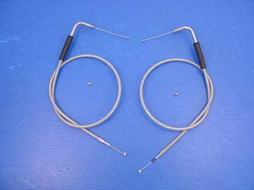 36-0857 - 34-1/4  Stainless Steel Throttle and Idle Cable Set