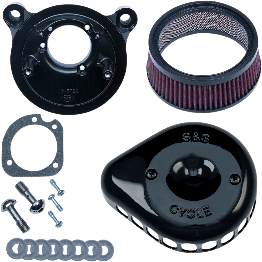 1010-2328 - S&S CYCLE Mounted Air Cleaner - Black - Twin Cam 170-0442