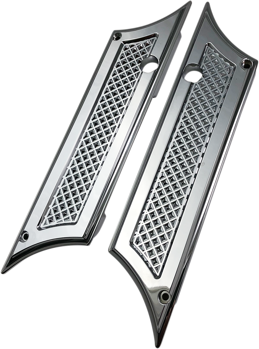3501-0868 - EDDIE TROTTA DESIGNS Saddlebag Latch Covers - Diamond Cut C TC981