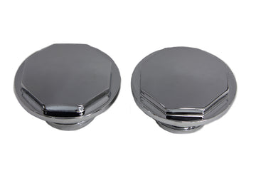 38-0446 - Chrome Button Head Hexagon Vented and Non-Vented Gas Cap Set