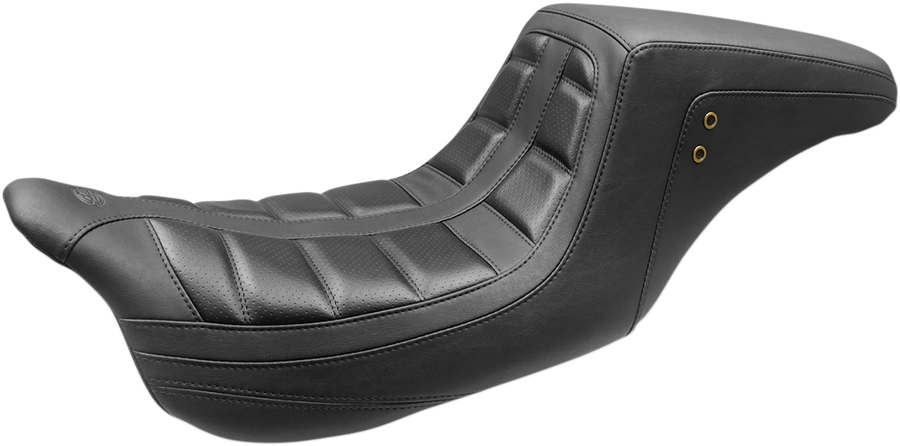 0801-1173 - MUSTANG Squareback One-Piece Seat - Tuck and Roll - Black w/ Black Stitching 75239