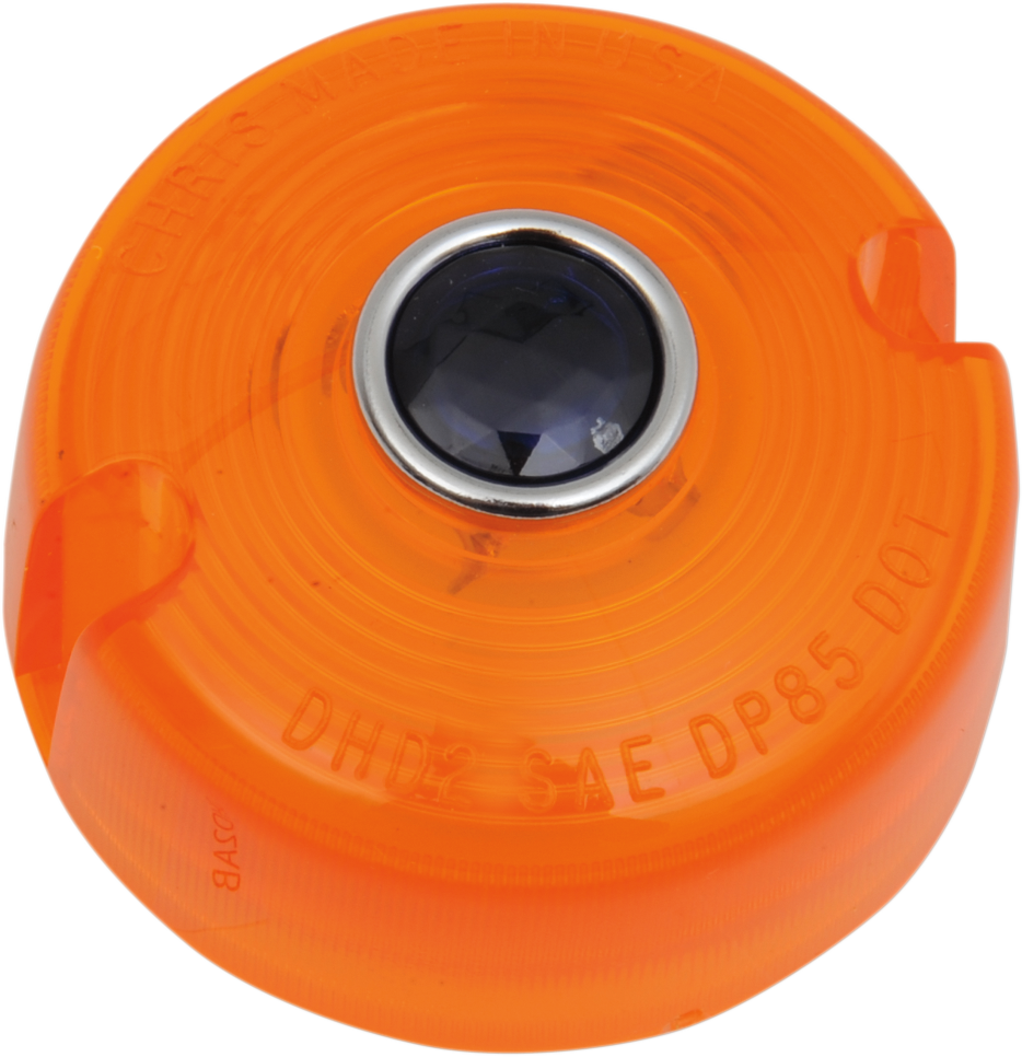 DHD-2A-B - CHRIS PRODUCTS Turn Signal Lens - '86-'99 FX/XL - Amber with Blue Dot DHD2AB