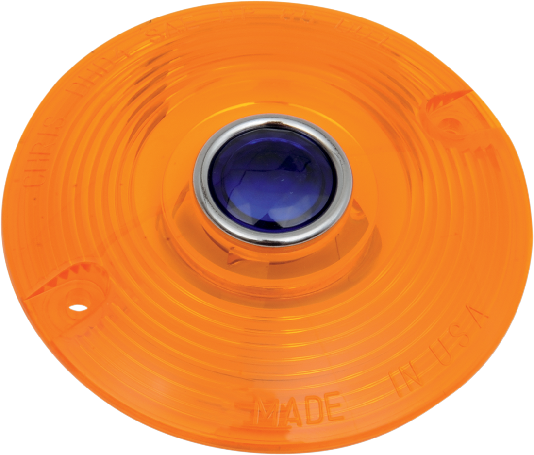 DHD-4A-B - CHRIS PRODUCTS Turn Signal Lens - '86-'13 FLT - Amber with Blue Dot DHD4AB