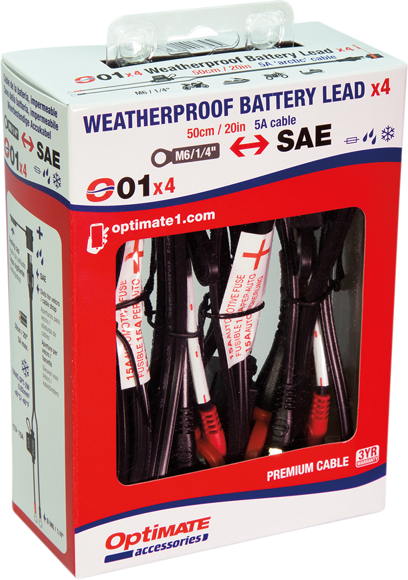 3807-0424 - TECMATE Optimate* Permanent Battery Lead - 4 Pack O-01X4