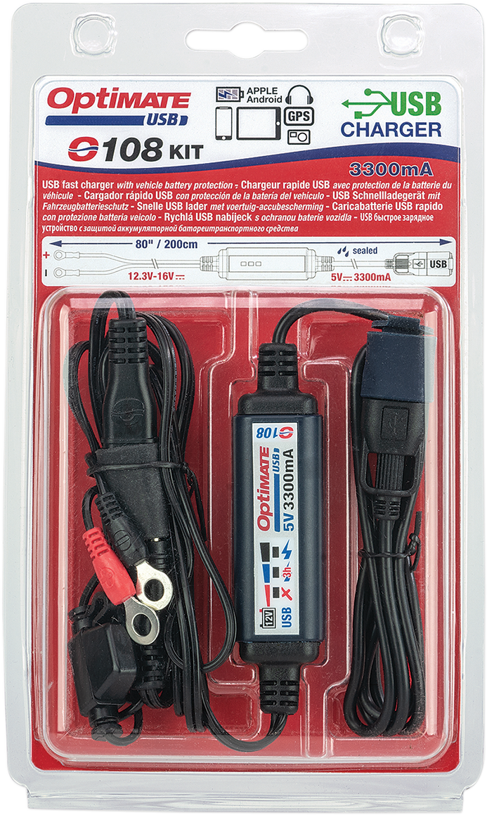 3807-0477 - TECMATE SAE to USB Power Cable O-108 - With Battery Lead O-108KIT