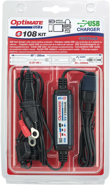3807-0477 - TECMATE SAE to USB Power Cable O-108 - With Battery Lead O-108KIT