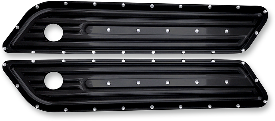 3501-0989 - COVINGTONS Saddlebag Hinge Cover - Dimpled - Black C1010-B
