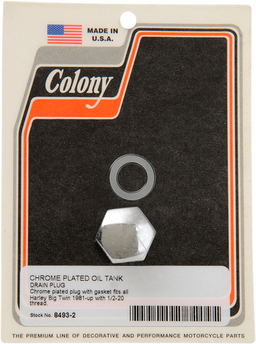 DS-190899 - COLONY Chrome Hex Drain Plug 1/2-20 8493-2