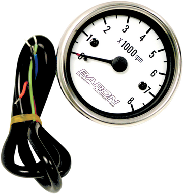 BARON Replacement Tachometer - White Face BA-07-670T