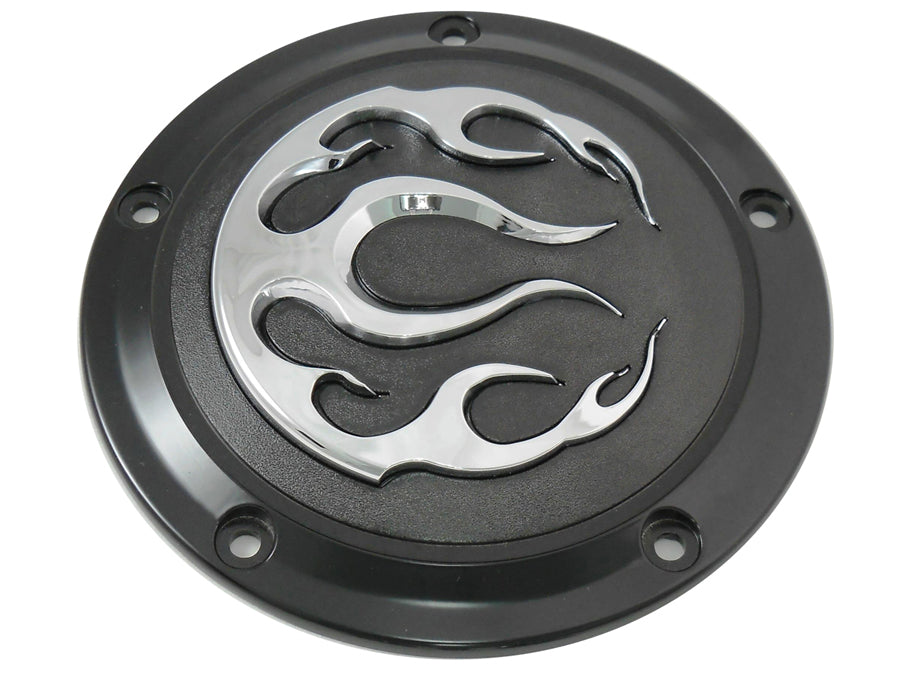 42-0467 - Black 5-Hole Flame Derby Cover