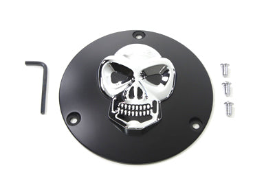42-0558 - Black Derby Cover with Chrome Skull