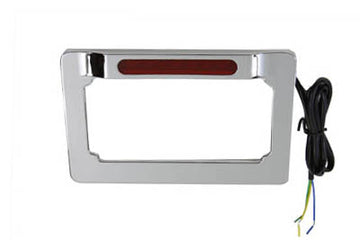 42-0966 - License Plate Frame Chrome Billet with LED Top Lamp