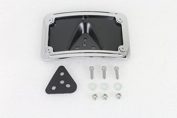 42-1009 - License Plate Bracket Curved Laydown Style Chrome Billet