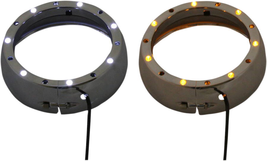 2001-1755 - CUSTOM DYNAMICS Lighted Passing Lamp Trim Ring '14+ FLHT - Chrome CDTB-45TR-1C