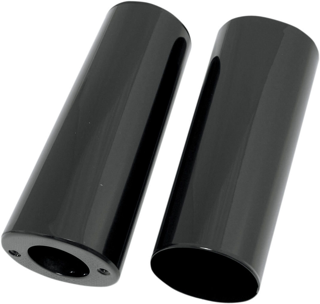 DRAG SPECIALTIES Fork Slider Covers - Gloss Black - Smooth - Extended +2" (8.5") 74538B