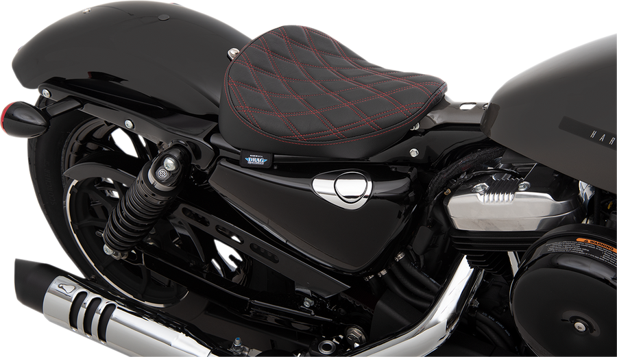 0804-0741 - DRAG SPECIALTIES Bobber Solo Seat - Double Diamond - Red Stitch - XL 0804-0741