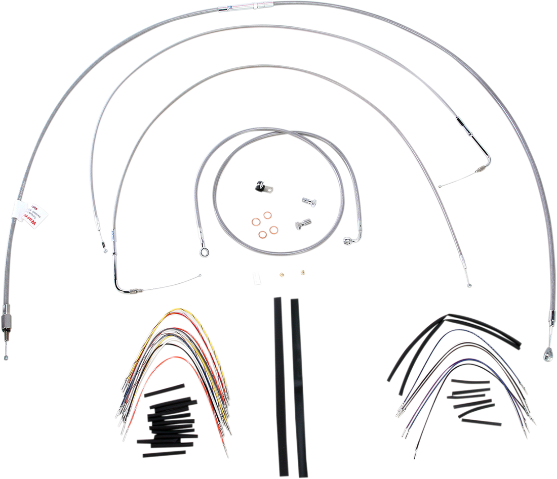 0610-0718 - BURLY BRAND Handlebar Cable/Brake Line Kit - Complete - 18" Ape Hanger Handlebars - Stainless Steel B30-1057