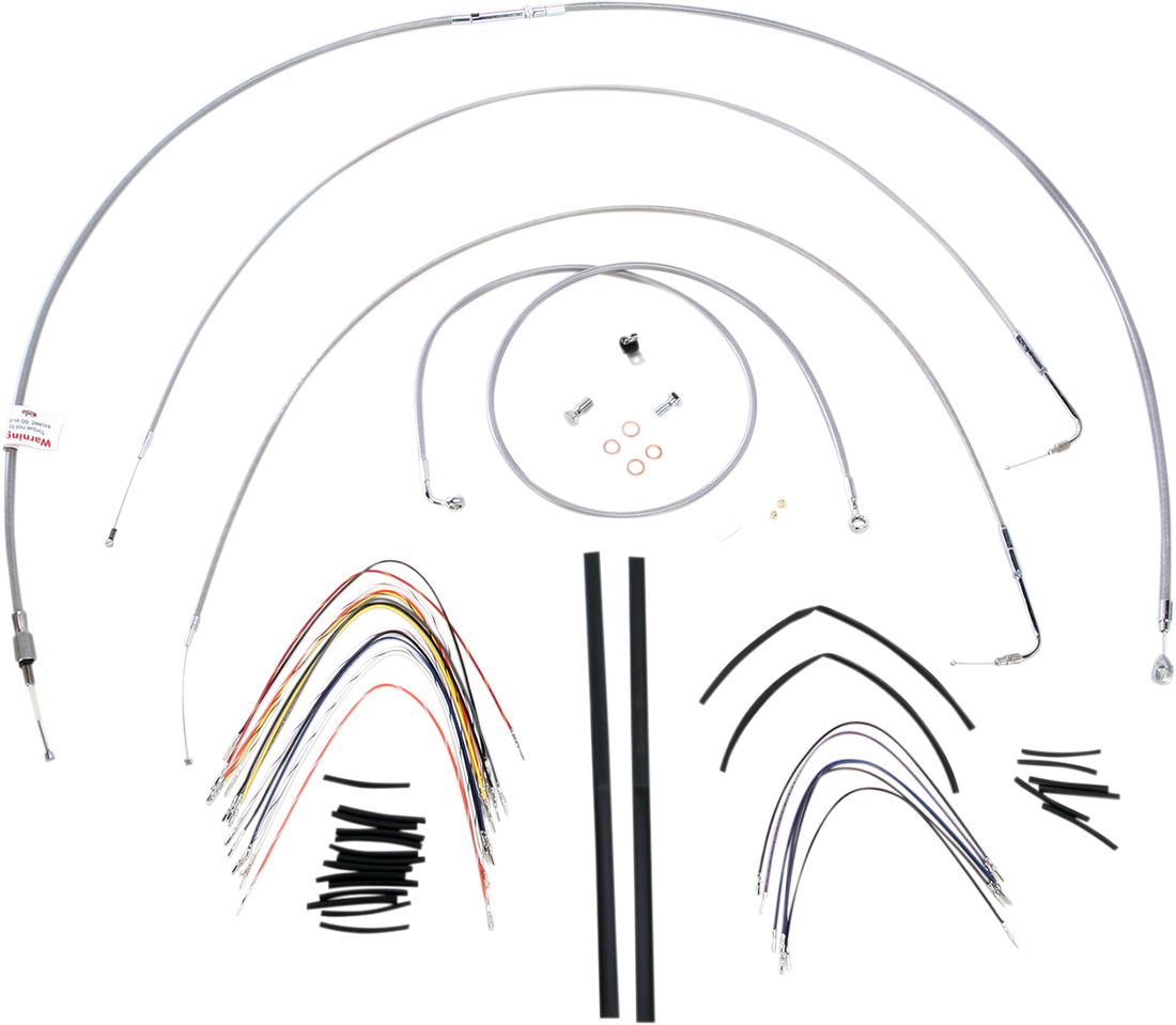 0610-0721 - BURLY BRAND Handlebar Cable/Brake Line Kit - Complete - 18" Ape Hanger Handlebars - Stainless Steel B30-1060