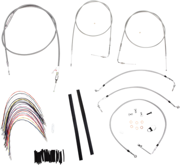 0610-0731 - BURLY BRAND Handlebar Cable/Brake Line Kit - Complete - 14" Ape Hanger Handlebars - Stainless Steel B30-1079