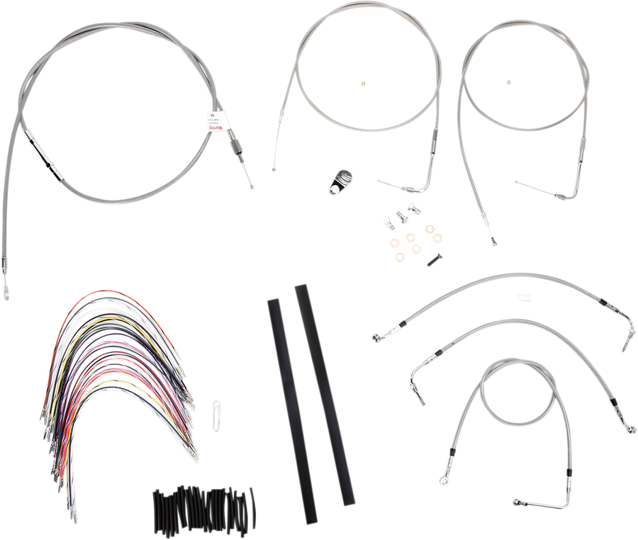 0610-0732 - BURLY BRAND Handlebar Cable/Brake Line Kit - Complete - 16" Ape Hanger Handlebars - Stainless Steel B30-1080