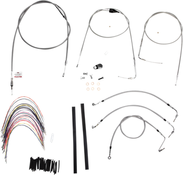 0610-0734 - BURLY BRAND Handlebar Cable/Brake Line Kit - Complete - 14" Ape Hanger Handlebars - Stainless Steel B30-1082