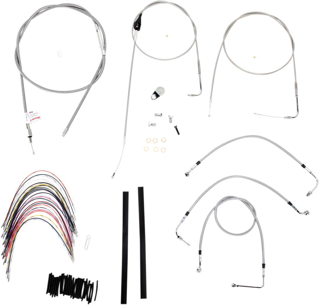 0610-0735 - BURLY BRAND Handlebar Cable/Brake Line Kit - Complete - 16" Ape Hanger Handlebars - Stainless Steel B30-1083