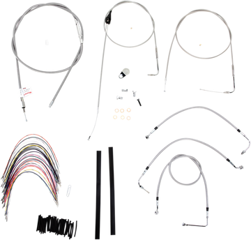 0610-0735 - BURLY BRAND Handlebar Cable/Brake Line Kit - Complete - 16" Ape Hanger Handlebars - Stainless Steel B30-1083
