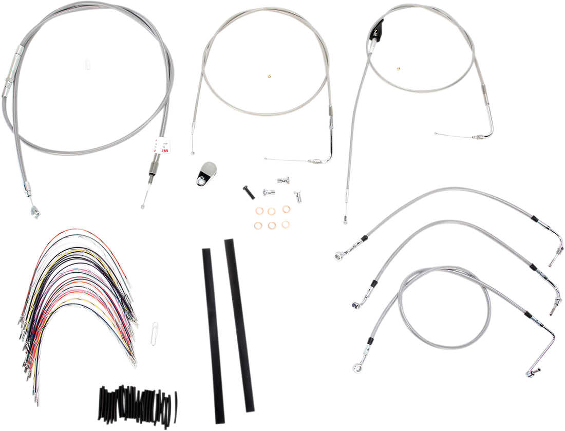 0610-0736 - BURLY BRAND Handlebar Cable/Brake Line Kit - Complete - 18" Ape Hanger Handlebars - Stainless Steel B30-1084