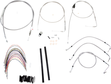 0610-0736 - BURLY BRAND Handlebar Cable/Brake Line Kit - Complete - 18" Ape Hanger Handlebars - Stainless Steel B30-1084