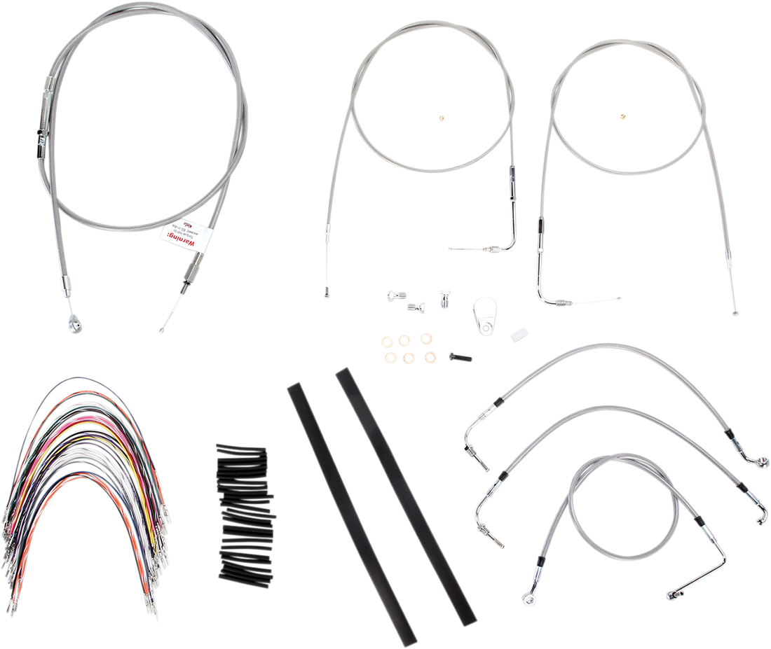 0610-0737 - BURLY BRAND Handlebar Cable/Brake Line Kit - Complete - 14" Ape Hanger Handlebars - Stainless Steel B30-1085