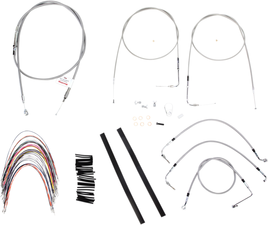 0610-0737 - BURLY BRAND Handlebar Cable/Brake Line Kit - Complete - 14" Ape Hanger Handlebars - Stainless Steel B30-1085