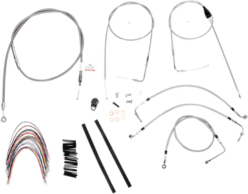 0610-0740 - BURLY BRAND Handlebar Cable/Brake Line Kit - Complete - 14" Ape Hanger Handlebars - Stainless Steel B30-1088