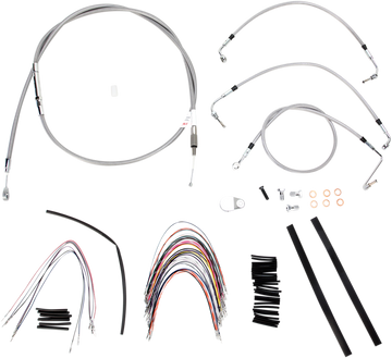 0610-0744 - BURLY BRAND Handlebar Cable/Brake Line Kit - Complete - 16" Ape Hanger Handlebars - Stainless Steel B30-1092