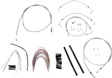 0610-0747 - BURLY BRAND Handlebar Cable/Brake Line Kit - Complete - 16" Ape Hanger Handlebars - Stainless Steel B30-1095