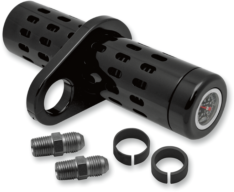 0713-0075 - PRO-ONE PERF.MFG. Oil Cooler Kit with Temperature Gauge- Black - 1"- 1-1/4" 201110B