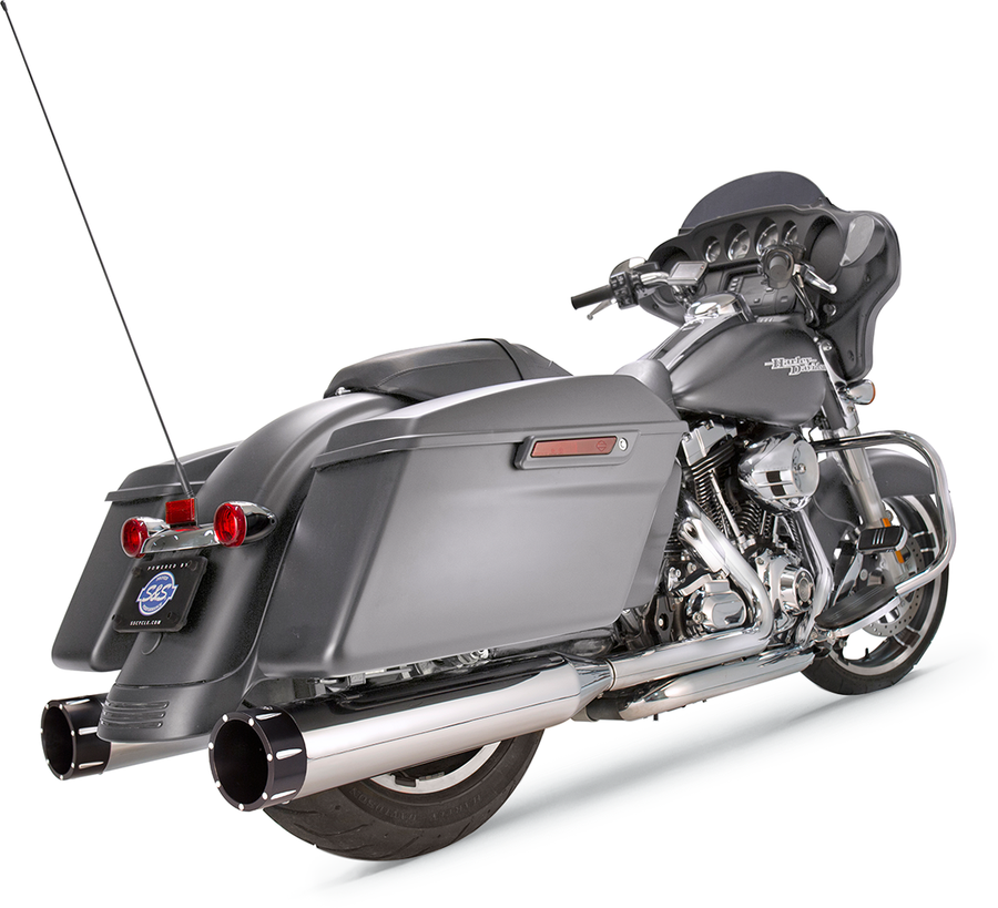 1801-1079 - S&S CYCLE MK45 Mufflers - Chrome - Black Tracer 550-0668