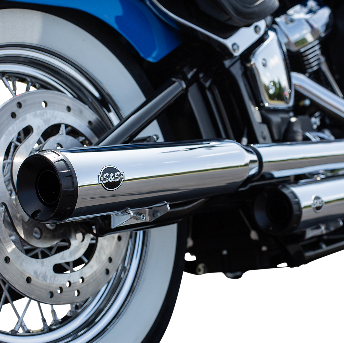 1801-1362 - S&S CYCLE Grand National Race Mufflers for Softail - Chrome 550-0740