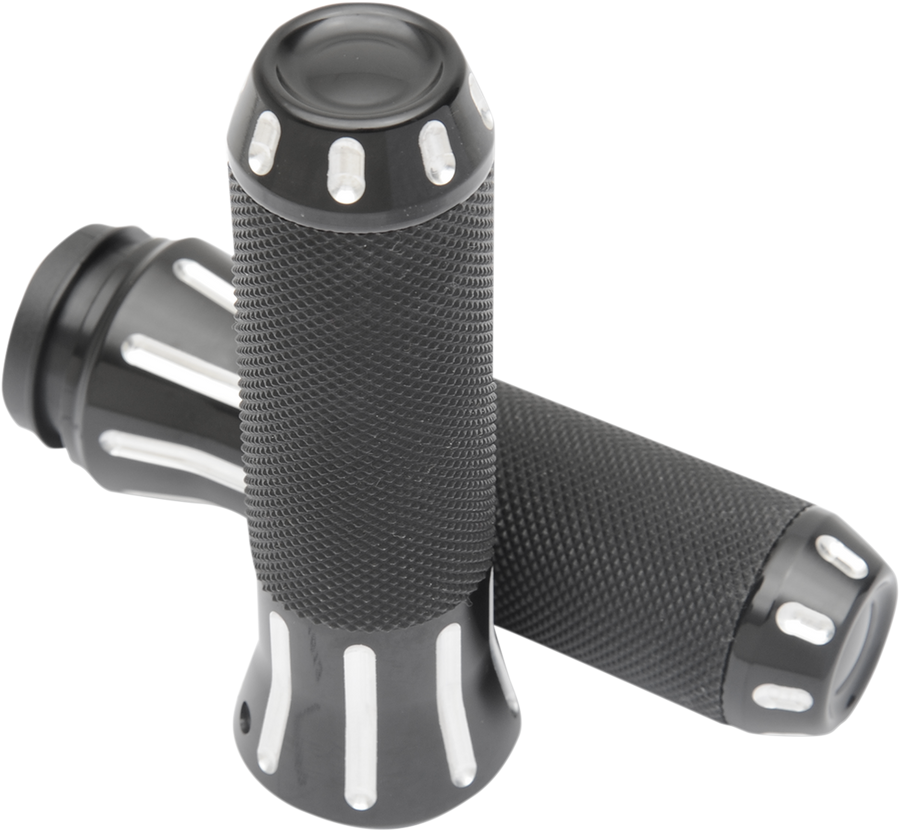 0630-1613 - DRAG SPECIALTIES Grips - Custom - TBW - Black Cut 354127