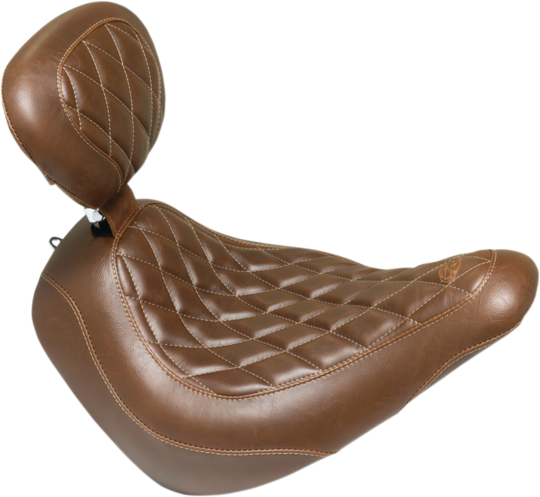 0802-1245 - MUSTANG Seat - Wide Tripper* Solo - with Backrest - Diamond - Brown 83040