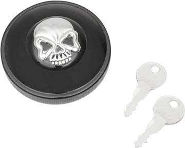 0703-0690 - DRAG SPECIALTIES Gas Cap - Vented Skull Locking - Black 03-0320ABS-A